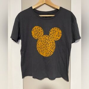 Disney Gray T-Shirt with Leopard Mickey Design